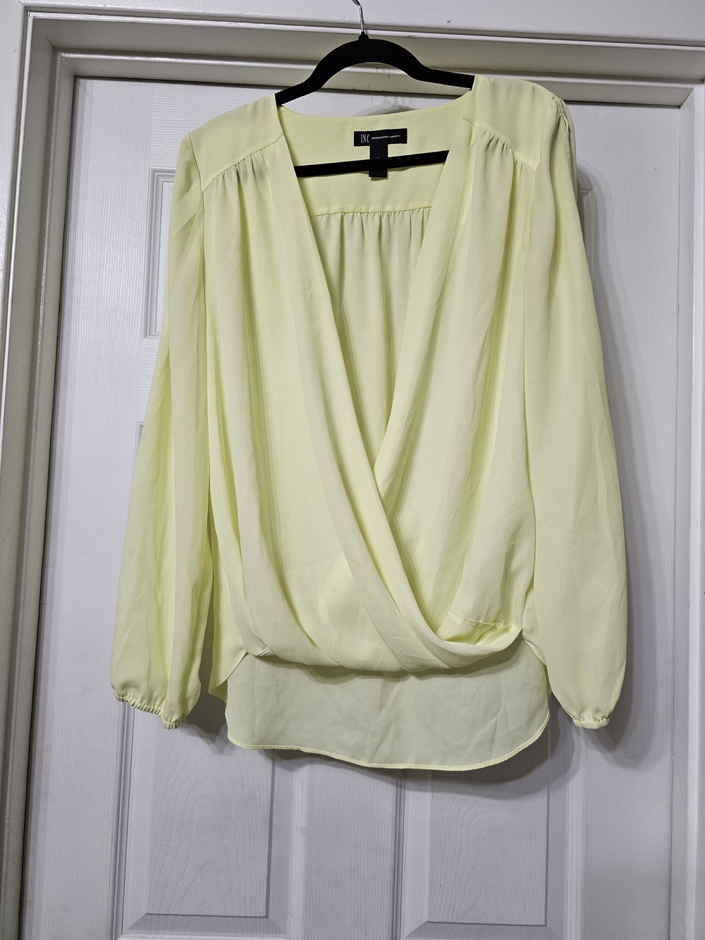 INC International Concepts Soft Lemon Yellow Blouse
